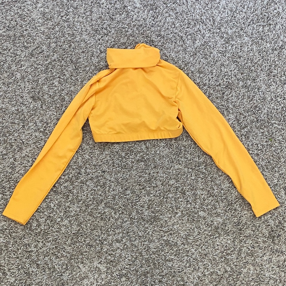 Girls Yellow Gold Long cheerleading Sleeve Crop Top